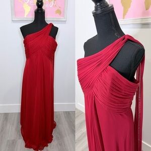 Alex Evenings Red Maxi One Shoulder Wedding Dress